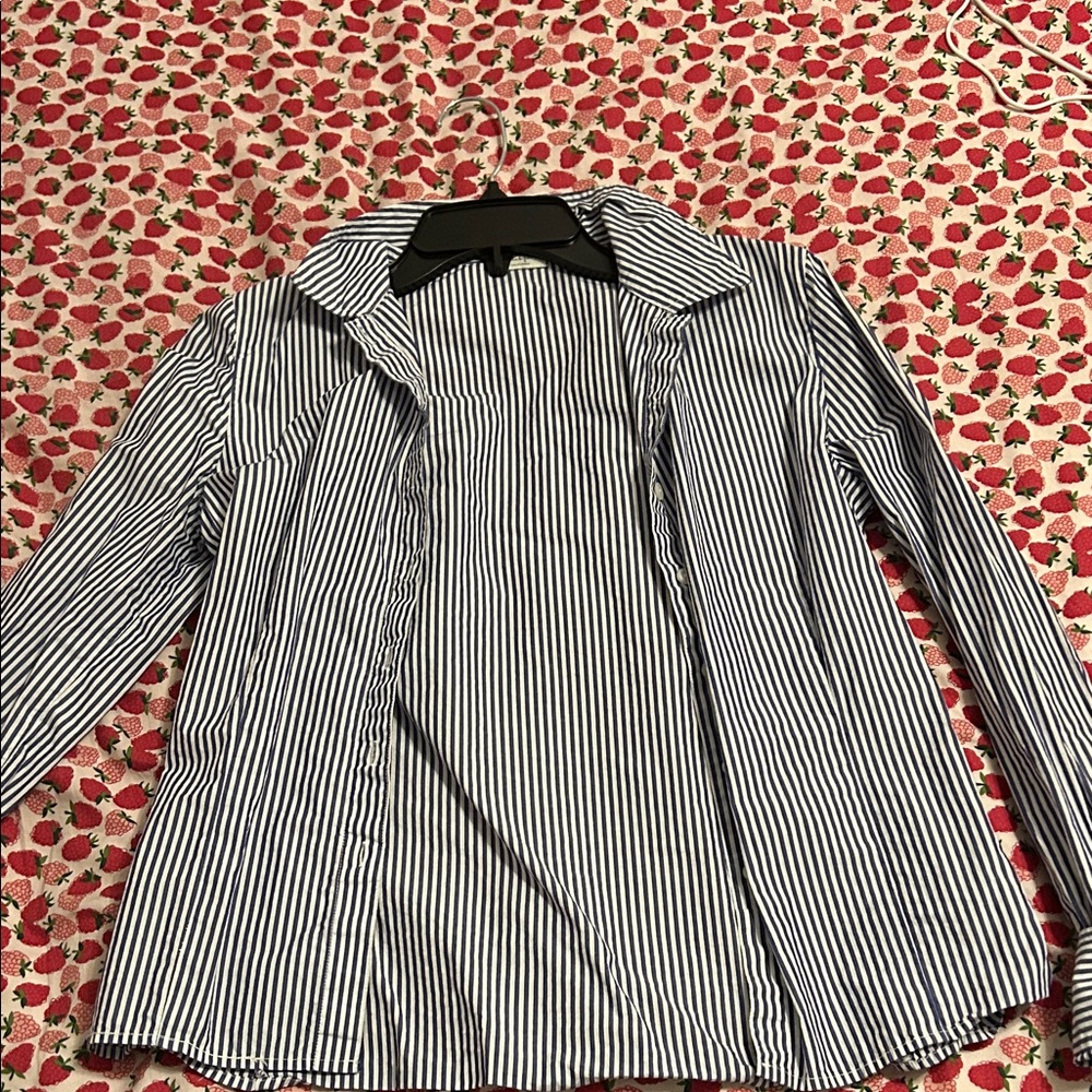 Blue and White Striped Button-Up Shirt